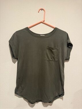 a new day Olive Green Pocket Tee - Casual Short Sleeve